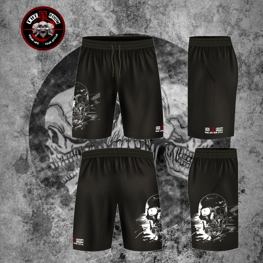 Short sport homme "B&W Skull 1"
