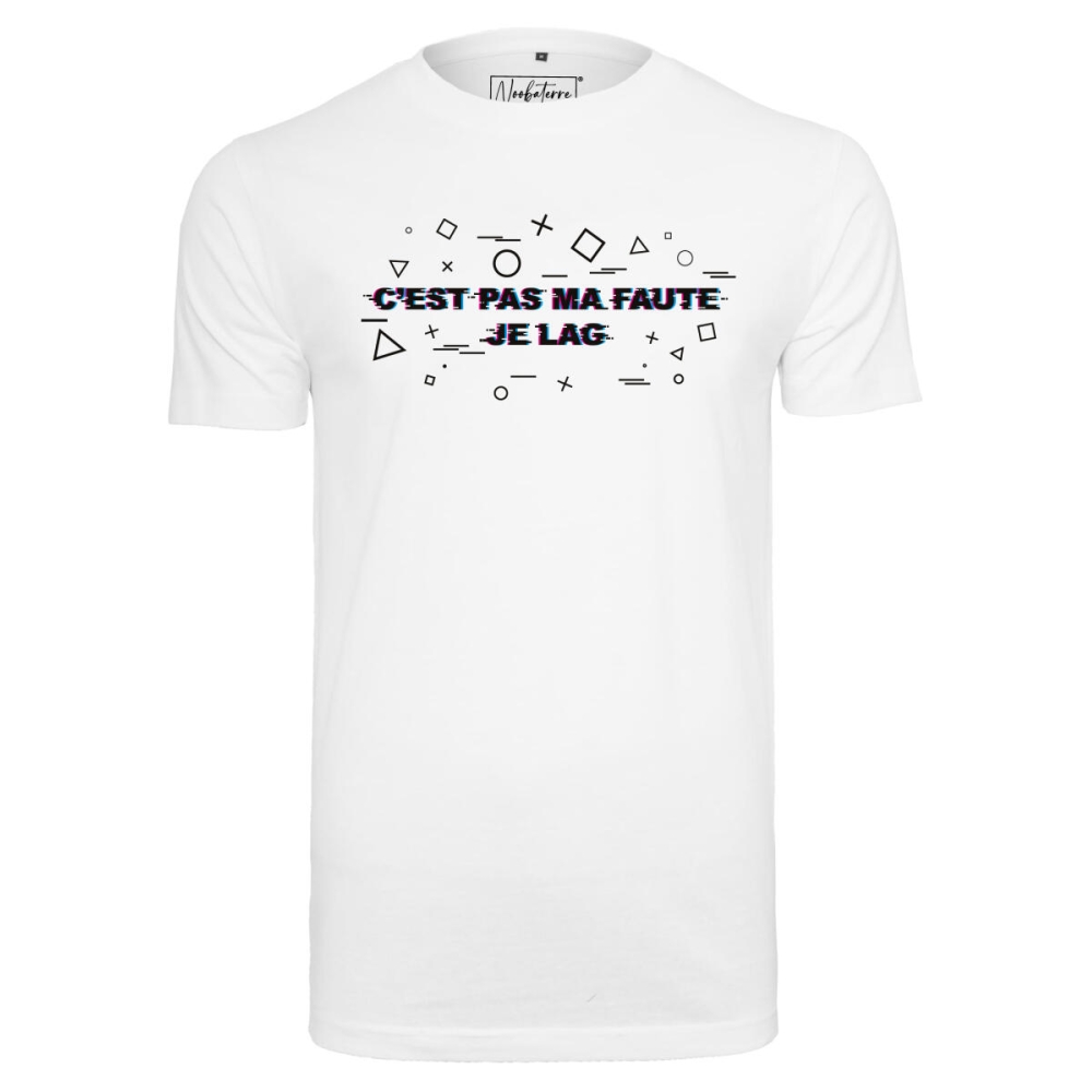 T-shirt Blanc Noob a terre " Je lague " - Officiel