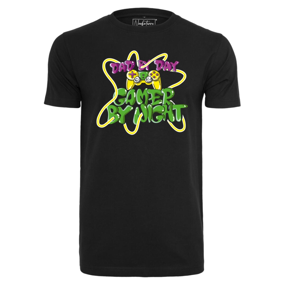 T-shirt Blanc Noob a terre " Gamer By Night " - Officiel