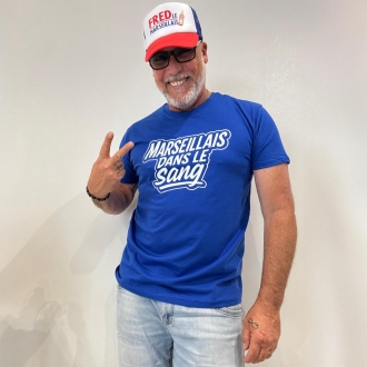 T-shirt bleu " Marseillais dans le sang "
