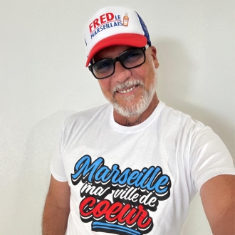 T-shirt blanc " Marseille ma ville de coeur " Bleu Blanc Rouge