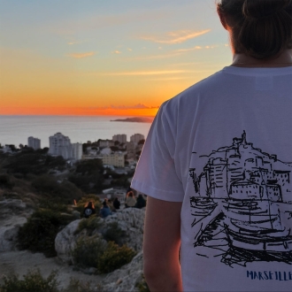 Tee-shirt " Notre Dame de la Garde " - Marseille en Bleu