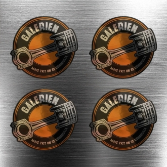 Lot de 4 Stickers Galérien Piston effet Argent - Jorian Ponomareff