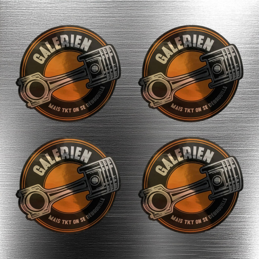 Lot de 4 Stickers Galérien Piston effet Argent - Jorian Ponomareff