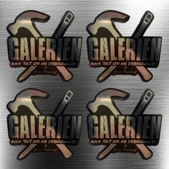 Lot de 4 Stickers Galérien Officiel Logo effet Argent - Jorian Ponomareff