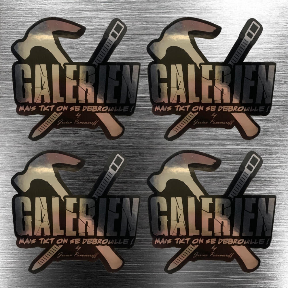 Lot de 4 Stickers Galérien Officiel Logo effet Argent - Jorian Ponomareff