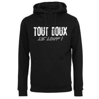 PERSONNALISABLE - Sweat à capuche NOIR - Tout doux le loup - Papy Gaming