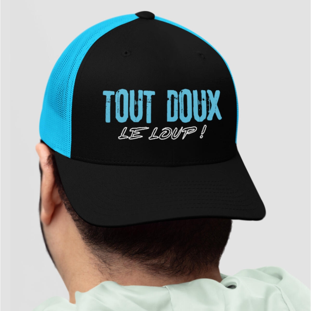 Casquette Trucker Snapback Bleu - Papy Gaming - Tout doux le loup