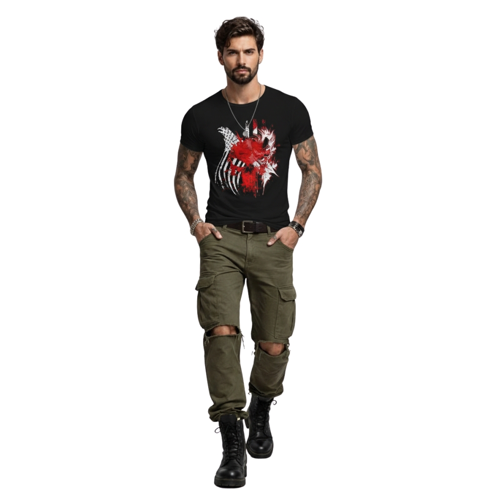 Tshirt Homme "Punisher Flag Joker" Noir