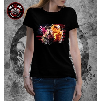 T-Shirt Femme "Flag Roses" Noir